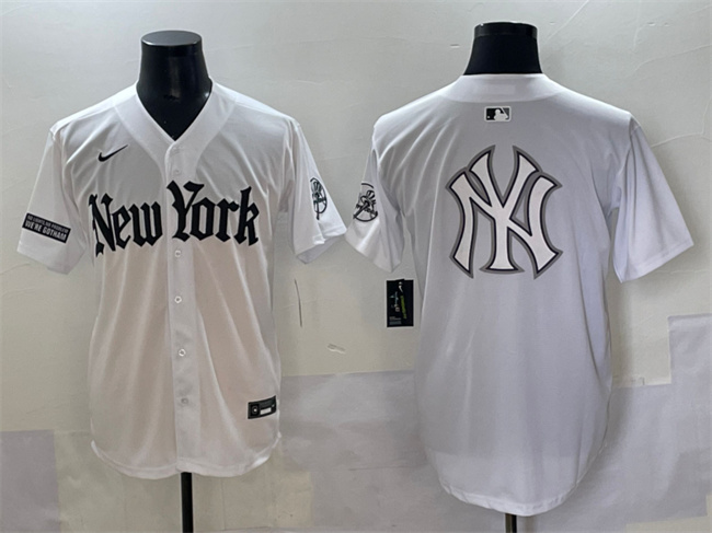 Men's New York Yankees Team Big Logo White 'Gothic Legacy Edition' Vapor Premier Limited Stitched Baseball Jersey 003
